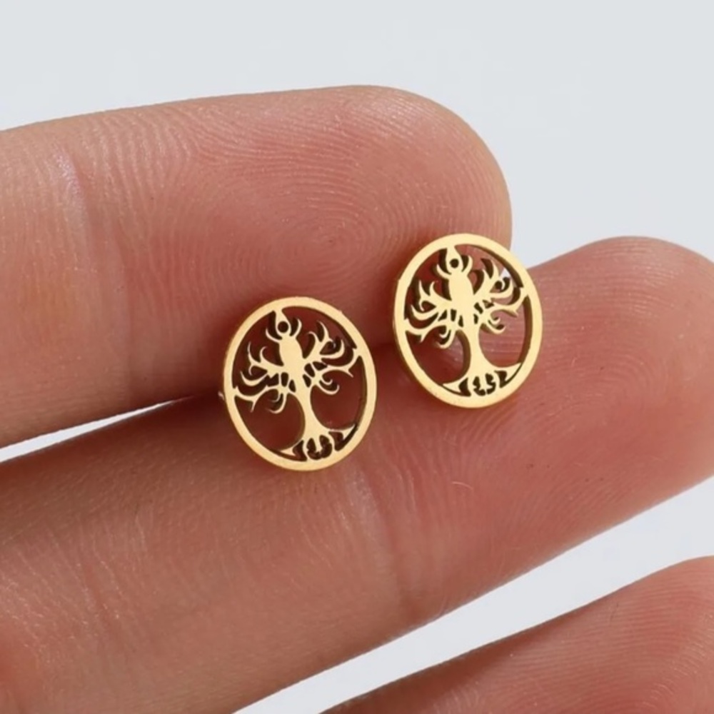 Tree Of Life Titanium Earrings Studs